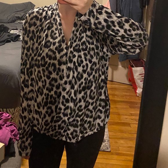 Michael Kors Leopard Stretch Blouse - Picture 1 of 4